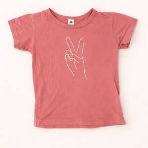 Little & Lively Pink Peace Sign T-Shirt - small shop kids clothes - pink tshirt